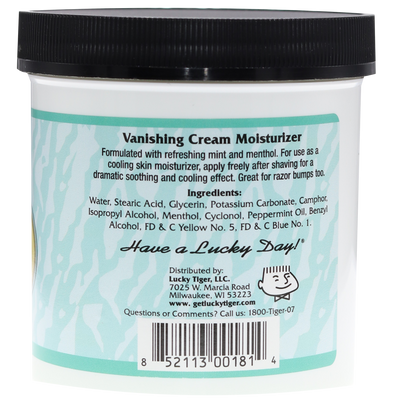 Lucky Tiger Vanishing Cream Menthol After Shaving Moisturizer 12oz