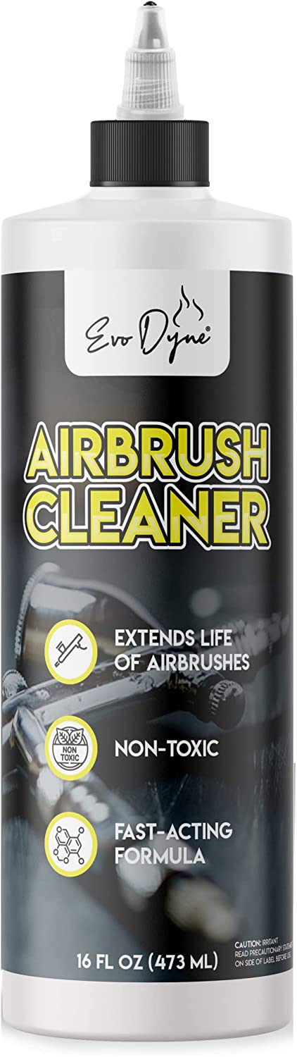 Evo Dyne Airbrush Cleaner (16-oz per Bottle), Made in The USA Multi-Purpose Airbrush Cleaning Kit - Compatible with Acrylics, Watercolors