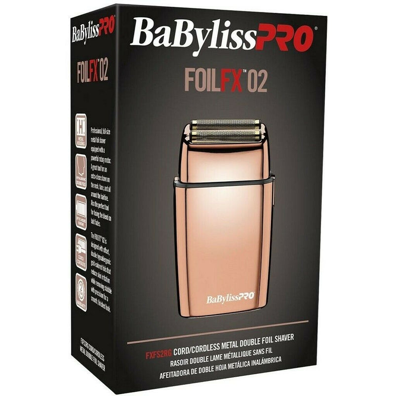 BabylissPro FoilFX02 Cordless Rechargeable Metal Double Foil Shaver Rose Gold