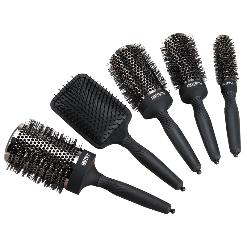 Izutech Professional Brush 5pc Kit(4 Round Brush, 1 Paddle Brush)