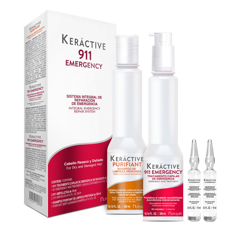 Nutrapel Keractive 911 Emergency Integral Repair System (300ml Shampoo, 2 Ampoules & 300ml Treatment)