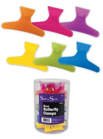 Soft 'n Style Neon Butterfly Clamps 3 1/4" 36ct.