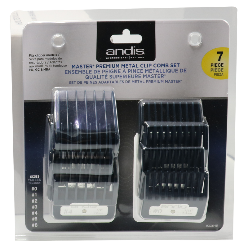 Andis Master Premium Metal Clip Comb 7pc Set