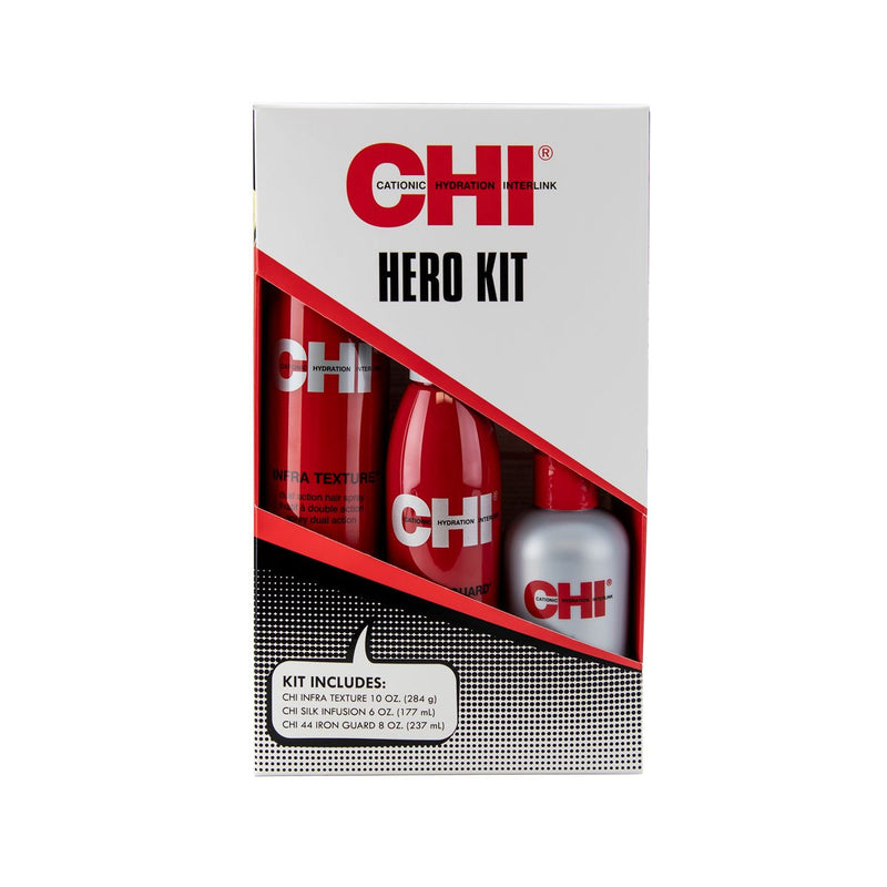 CHI Hero Kit (6oz Silk Infusion, 8oz 44 Iron Guard & 10oz Infra Texture Spray)
