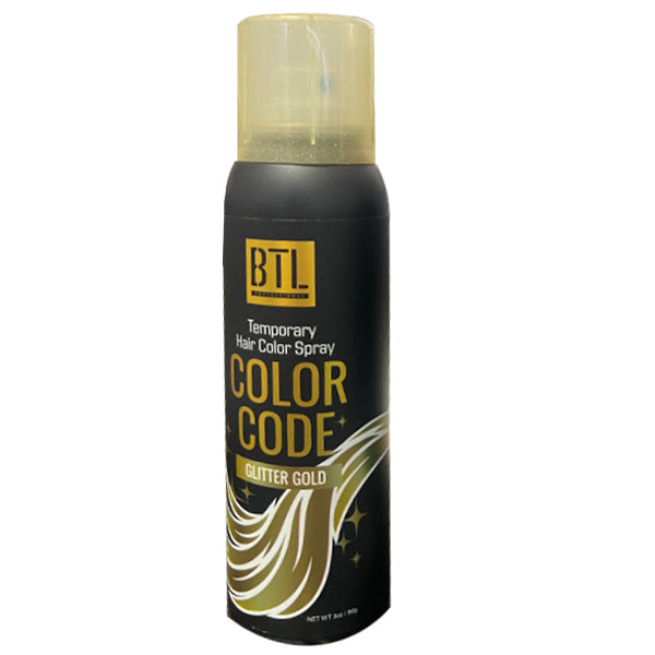 BTL Color Code Temporary Hair Color Spray 3oz - Gold Glitter