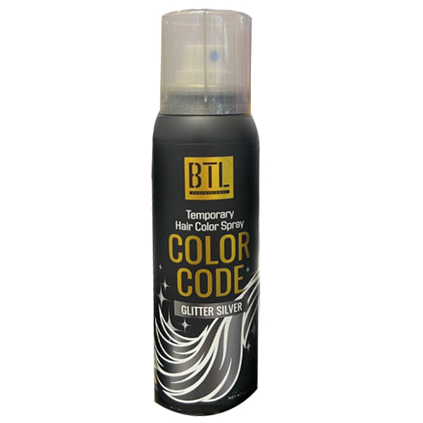 BTL Color Code Temporary Hair Color Spray 3oz - Silver Glitter