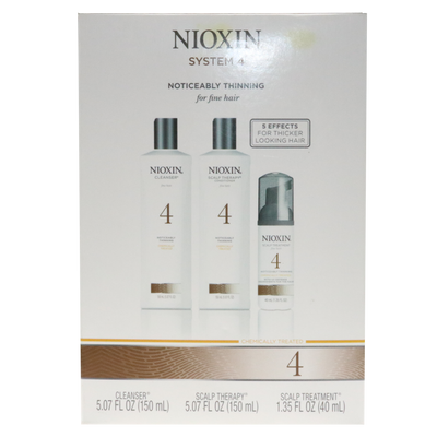 Nioxin System 4 Cleanser 5.07oz, Scalp Therapy 5.07oz, Scalp Treatment 1.35oz, Hair System Kit Noticeably Thinning For Fine Hair