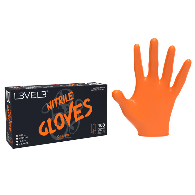 L3VEL 3 Nitrile Gloves Orange 100ct.