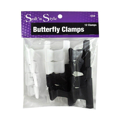 Soft 'n Style Butterfly Clamps 2" Black/White12pk