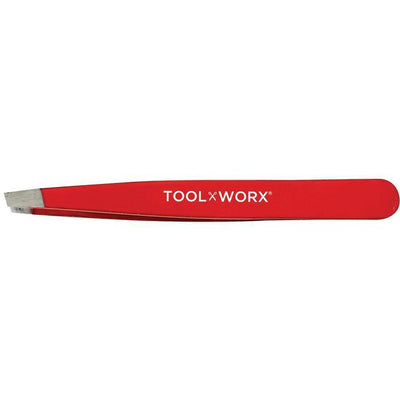 Toolworx Pro Grip Slanted Tweezer Rocket Red