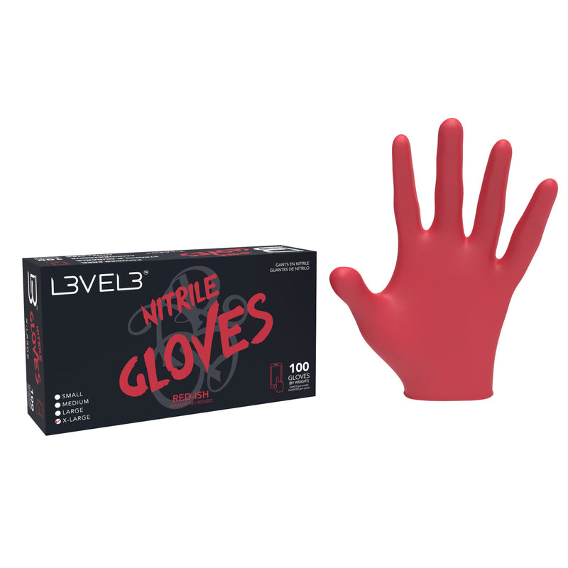 L3VEL 3 Nitrile Gloves Red 100ct