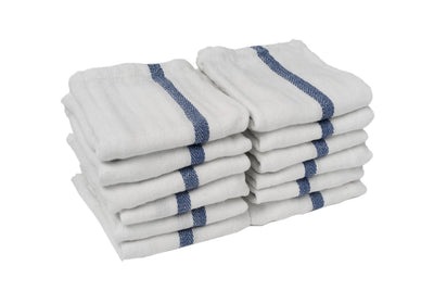 Partex Bleach Guard Barber Towels 15" X 26" 12pk - Blue Stripe