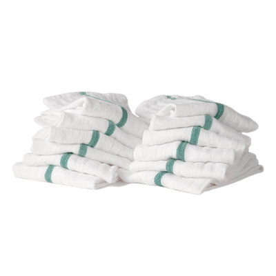 Partex Bleach Guard Barber Towels 15" X 26" 12pk - Green Stripe/Heavy