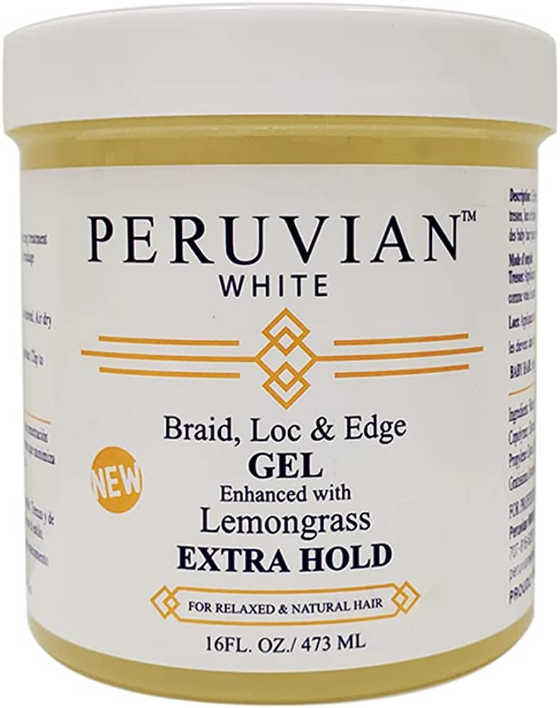 Peruvian White Braid, Loc & Edge Gel Extra Hold 16oz