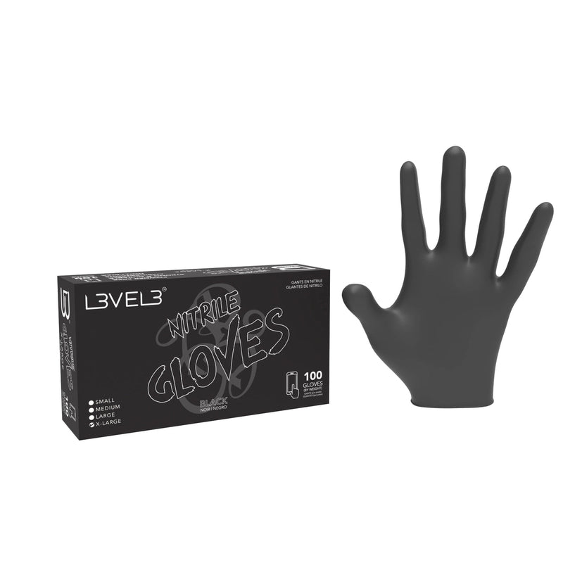 L3VEL 3 Nitrile Gloves Black 100ct.
